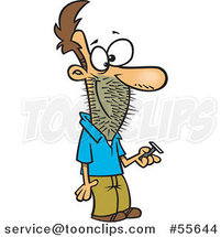 Cartoon White Guy Holding a Razor, with Stubble on His Face by Toonaday