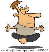 Cartoon Relaxed White Guy Floating While Meditating by Toonaday