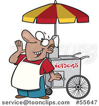 Cartoon Happy Shouting Hot Dog Vendor Guy by Toonaday