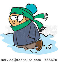 Cartoon White Boy Trudging Through Snow by Toonaday