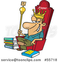 Cartoon White Scrabble King Sitting on His Throne by Toonaday