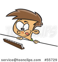 Cartoon Thinking White Boy Playing a Game of Scrabble by Toonaday