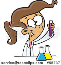 Cartoon Happy White Girl Doing a Science Experiment by Toonaday