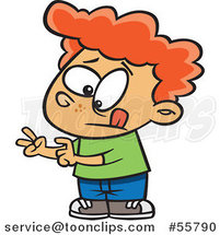 Cartoon Red Haired White Boy Counting His Fingers by Toonaday
