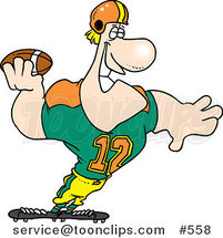 Cartoon Strong Quaterback Holding a Football by Toonaday