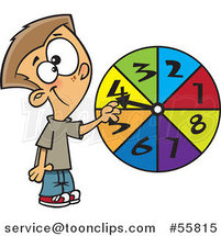 Cartoon White School Boy Spinning a Probability Wheel by Toonaday