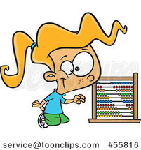 Cartoon Blond White School Girl Using an Abacus by Toonaday