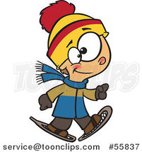 Cartoon White Boy Walking in Snowshoes by Toonaday