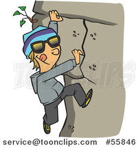 Cartoon White Boy Climbing a Mountain by Toonaday
