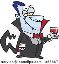 Cartoon Suave Halloween Dracula Vampire Drinking Blood by Toonaday