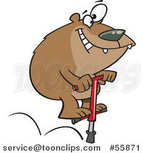 Cartoon Bear Jumping on a Pogo Stick by Toonaday