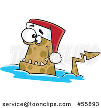 Cartoon Christmas Monster Wearing a Santa Hat by Toonaday