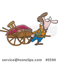 Cartoon Amish Guy Pulling a Hand Cart by Toonaday