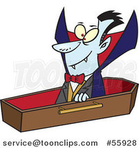 Cartoon Halloween Vampire Dracula Rising from His Coffin by Toonaday