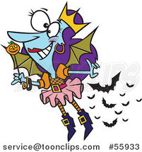 Cartoon Halloween Fairy with Bats by Toonaday