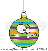 Cartoon Striped Goofy Christmas Bauble by Toonaday