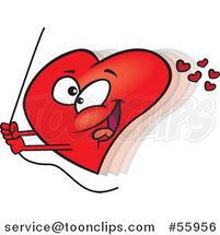 Cartoon Red Valentine Heart Swinging on a Rope by Toonaday