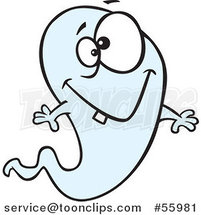 Cartoon Happy Ghost with a Single Tooth by Toonaday