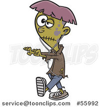 Cartoon Halloween Teen Zombie Boy Walking with Earbuds by Toonaday