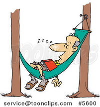 Cartoon Guy Snoozing in a Hammock by Toonaday