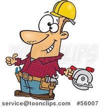 Cartoon White Handy Guy Decked out with Tools and Holding a Thumb up by Toonaday