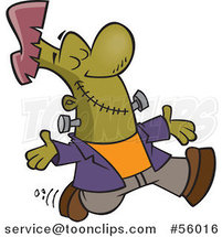 Cartoon Happy Frankenstein Walking with His Arms Open and Face Upwards by Toonaday
