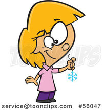 Smiling White Girl Holding a Snowflake Decoration - Cartoon Design by Toonaday