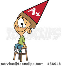 Smiling Young A+ Student Posing on a Stool - Cartoon Design by Toonaday