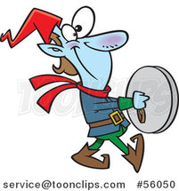 Cartoon Smiling Christmas Elf Marching and Playing the Cymbals by Toonaday