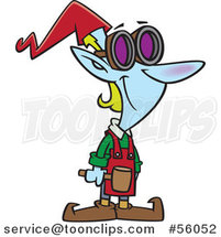 Cartoon Smiling Christmas Elf Worker with a Hammer and Goggles by Toonaday