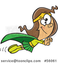 Cartoon White Super Girl Holding Her Arms out and Flying by Toonaday