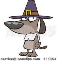 Cartoon Thanksgiving Pilgrim Dog by Toonaday