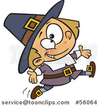 Cartoon White Pilgrim Boy Leaping and Jumping by Toonaday