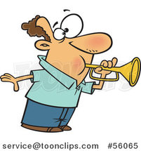 Cartoon White Guy Tooting a Horn by Toonaday