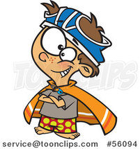 Cartoon White Boy Pretending to Be a Super Hero, with Underwear on His Head by Toonaday