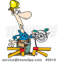 Cartoon Repair Guy Using a Circular Saw by Toonaday