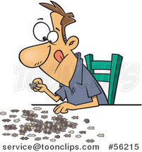 Cartoon Focused White Guy Working on a Jigsaw Puzzle by Toonaday