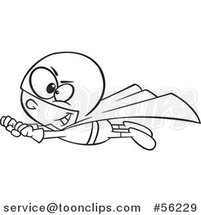 Cartoon Outline Super Hero Boy in Flight by Toonaday