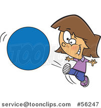 Cartoon Brunette White Girl Kicking a Ball or Circle by Toonaday