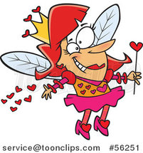 Cartoon Red Haired White Female Valentine Fairy Spreading Love by Toonaday
