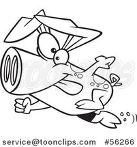 Outline Cartoon Determined Pig Sprinting by Toonaday
