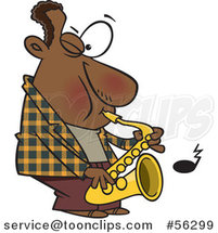Cartoon Black Musician Playing a Saxophone by Toonaday
