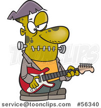 Cartoon Frankenstein Playing a Guitar by Toonaday