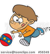 Cartoon Brunette White Boy Playing and Chasing a Ball by Toonaday