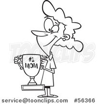 Cartoon Outline Mom Holding a Trophy by Toonaday