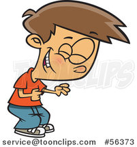 Cartoon Brunette White Boy Clutching His Tummy and Laughing by Toonaday
