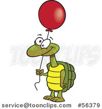 Cartoon Tortoise Turtle Holding a Red Party Balloon by Toonaday