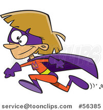 Cartoon Dirty Blond White Super Hero Mom Running by Toonaday