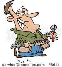 Cartoon Repair Guy Holding a Wrench by Toonaday