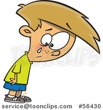 Cartoon Dirty Blond White Boy Crying over a Small Boo Boo by Toonaday